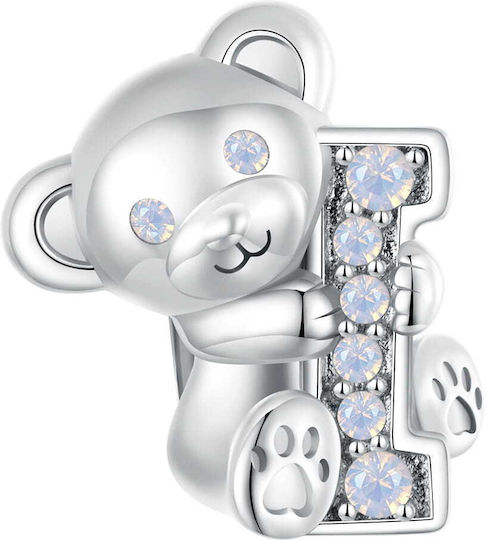 Silver Charm 925 Bear I Love You Letter I