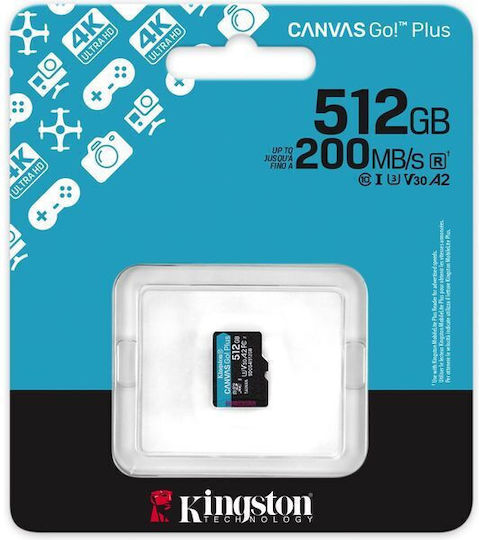 Kingston Canvas Go Plus microSDXC 512GB U3 UHS-I с адаптер