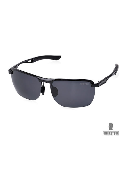 Ghetto Unisex Sunglasses with Black Frame and Black Lens