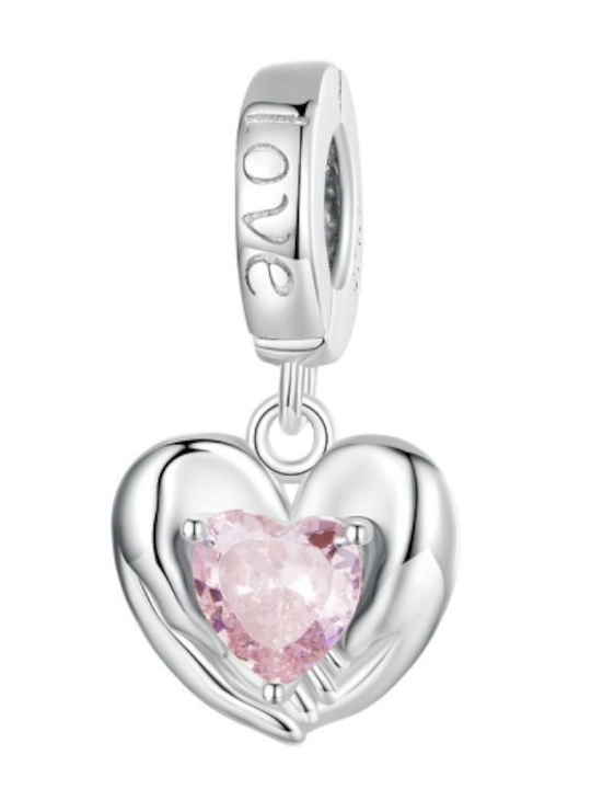 Daskalakis Charm Herz aus Rosa Vergoldetem Silber mit Personalisierung Rosa