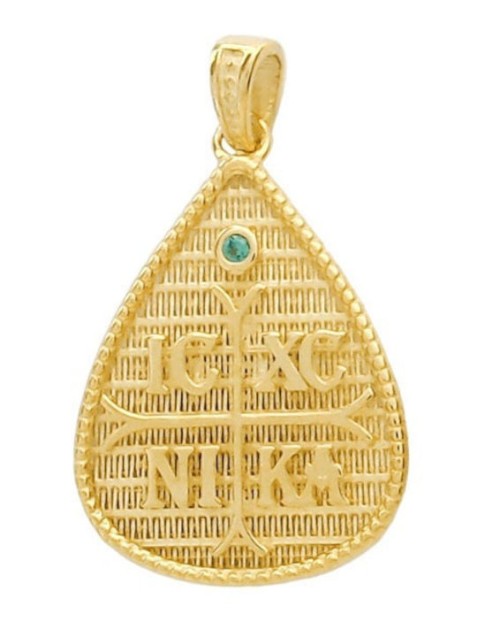 Daskalakis Necklace Constantine Talisman Made of 14K Gold with Green Zircon