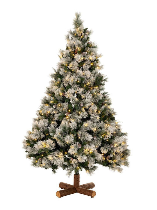 Christmas Tree Pre-lit Snowy 210cm with 2023 Branches and with LED Lighting