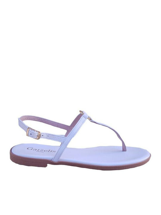 Gatzelis Shoes Δερμάτινα Σανδάλια Λευκά