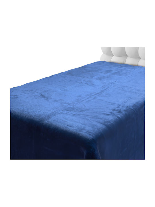 Silk Fashion Κουβέρτα Βελουτέ Υπέρδιπλη 220x240εκ. Μπλε 5206978075407