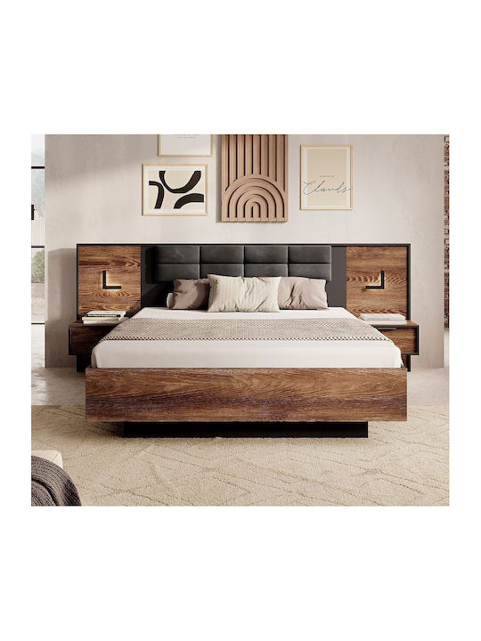Bedroom Furniture Set Chestnut + Anthracite 160x200cm 3pcs