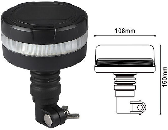 Agroequip Car Beacon LED 10.8cm with Orange Lighting