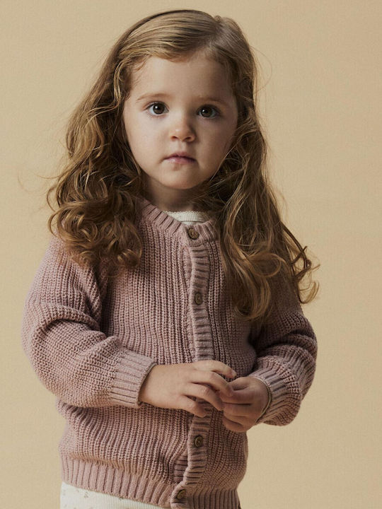 Kids Cardigan Cotton Pink