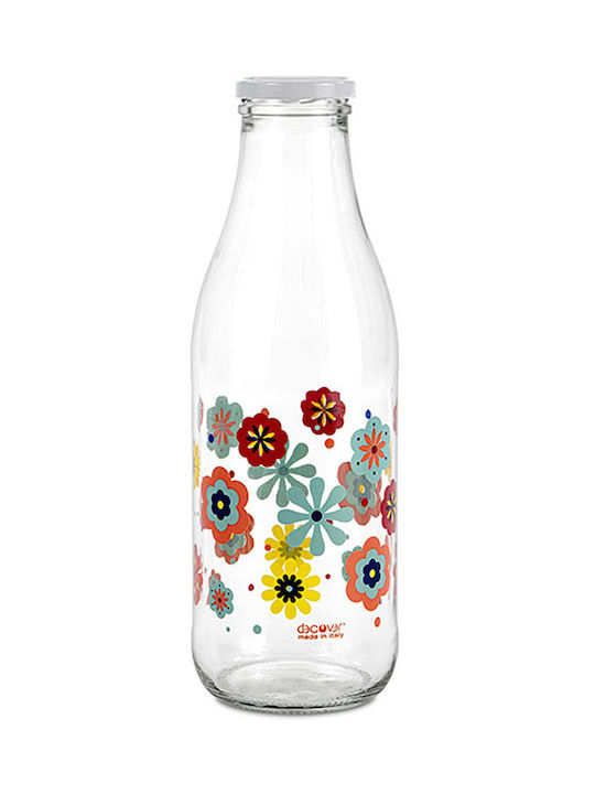 Decover Bottle Water Glass with Screw Cap Transparent 1000ml
