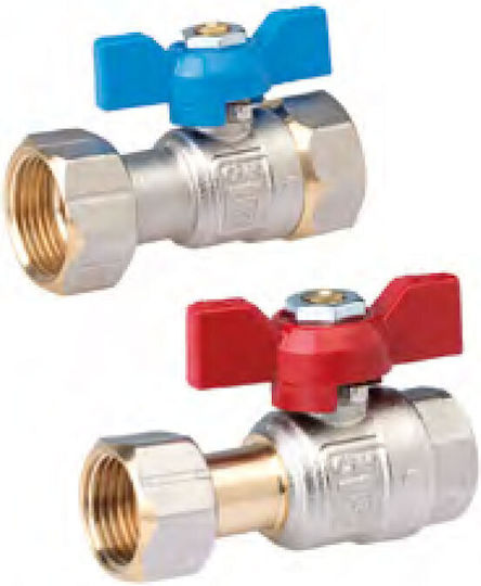 Chrome Valve Connector 3/4"x3/4" Blue Female-Female Butterfly Handle 17060050016 100-003-512