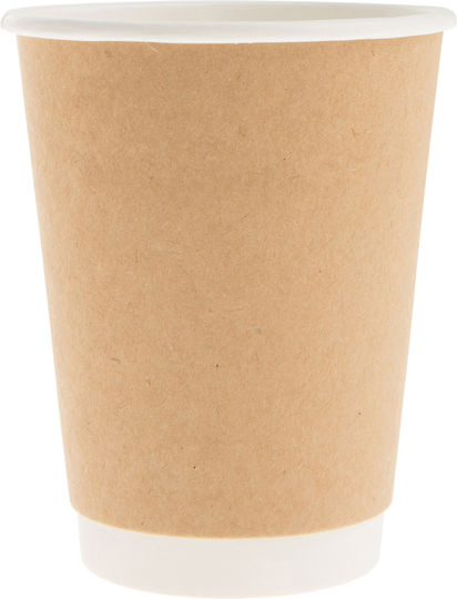 Еднократни Хартиини Крафт Чаши 12oz 360ml Двойна Стена 10x25 Бр