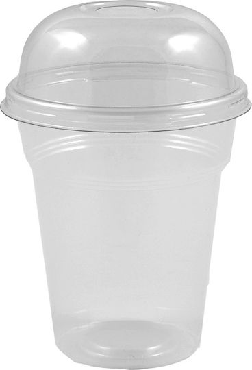 Ποτήρι Φρέντο Πλαστικό Διάφανο 350ml 1000 Τεμάχια Σετ Καπάκια