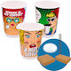 Set 500 Paper Cups 14oz + 480 Transparent Pet Lids + 500 Biodegradable Straws + 200 Double Holders + 100 Quadruple Holders