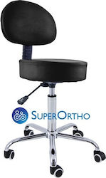 Medizinische Hocker Black Trolley mit Rückenlehne für Bett Massage Physiotherapie Reflexzonen Tatoo Zahnärzte Amortiser
