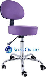 Medizinische Hocker Purple Trolley mit Rückenlehne für Bett Massage Physiotherapie Reflexologie Tatoo Zahnarzt Amortiser