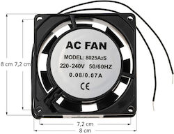 Ανεμιστήρας Τετράγωνος 8 X 8 X 2,5 Cm 220 Volt