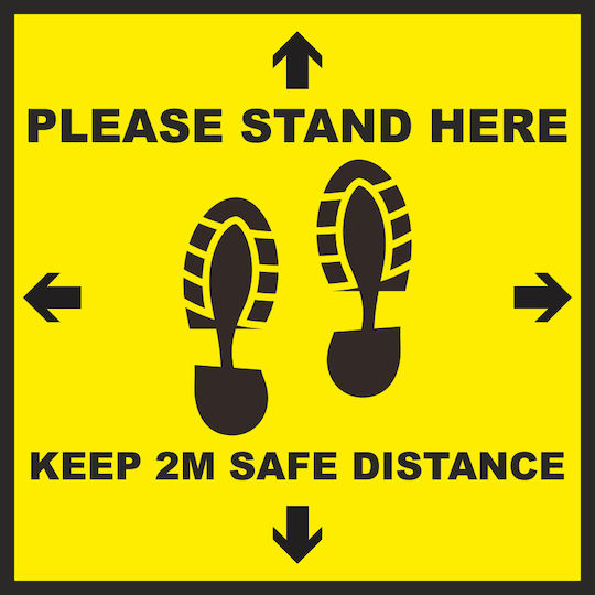 Αυτοκόλλητο Δαπέδου Please Stand Here Σετ 8 Τεμαχίων Κωδ 17362