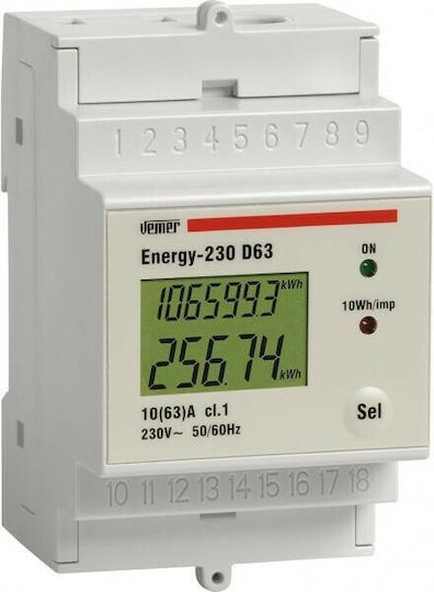 Digital Energy Meter 1ph Energy-230-d63 Vemer Italy