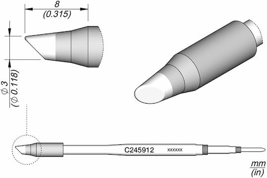 Jbc C245-912 Bevel Cartridge Ø 3 T245 Precision Handpiece