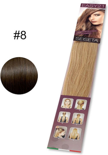 Seiseta Weft Hair Extension 3 Pieces Clips #8 Human 30gr