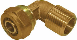 Pipe Elbow Fitting Male 18x1/2x2.5 Brass Threaded