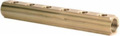 Manifold Collector Pipe for Water Supply Brass Six 6 Outlet Ports Body 1" & Outlets 1/2" F Cherbros