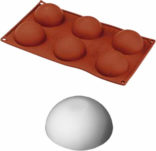 Silicone Mold 17 5x30cm 6 Semispheres Φ70x35mm 60ml Happyflex C373884