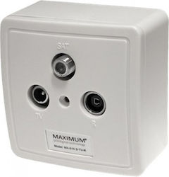 Maximum Mx-610 Πρίζα Διελεύσεως 3 Εξόδων Tv Sat Radio
