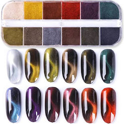 Κασετίνα 12 Cat Eye Effect Powders Χρήση Τζελ-ακρυτζελ-ακρυλικό Κασετίνα 12 Cat Eye Effect Powders Χρήση Τζελ-ακρυτζελ-ακρυλικό