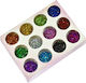 Κασετινά 12 Glitter Box Nail Art Χρωμάτων Διακόσμηση Νυχιών
