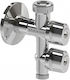 Corner Ball Valve Double Outlet Chrome 1 2"x3 4"x3 8" Arco Vitaq System