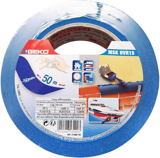 Geko Paper Tape 15 Days Resistance 50mmx50m Blue 21000 140