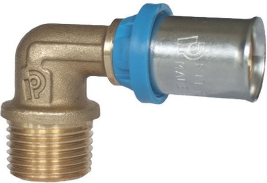 Rinaldi Pettinaroli Male Pressed Pipe Elbow Fitting Press Φ16x2 X1/2" Multilayer Pipe Brass 82041 Rinaldi & Pe