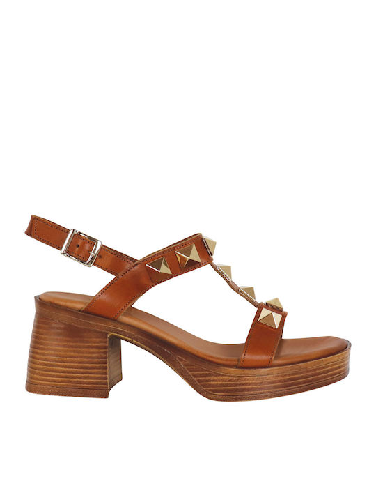 koniaris Leather Sandals Tabac Brown