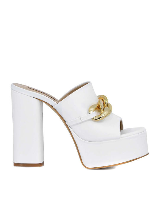 Tsakiris Mallas Γυναικεια Mules Casual Λευκο Δερμα