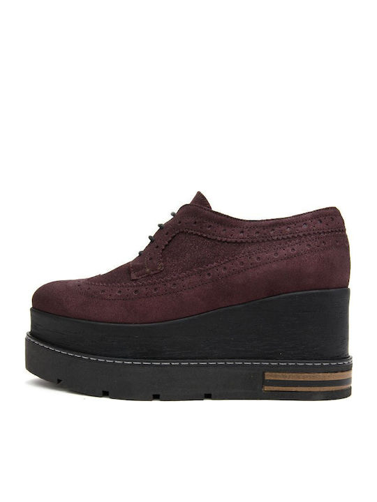Smart Cronos Suede Flatforms Women Smart Cronos Burgundy Crns-6323-s