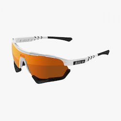 Cycling Glasses Scicon Aerotech White Gloss Frame Multilaser Bronze Lens