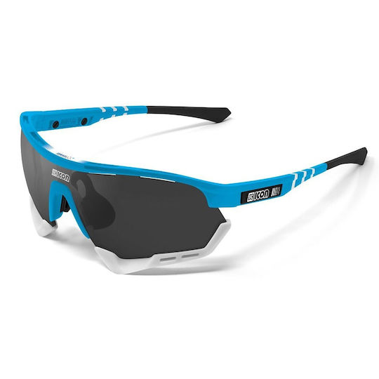 Cycling Glasses Scicon Aerotech XL Israel Start-Up Nation Limited Edition Cyan Frame Multilaser Silver Lenses