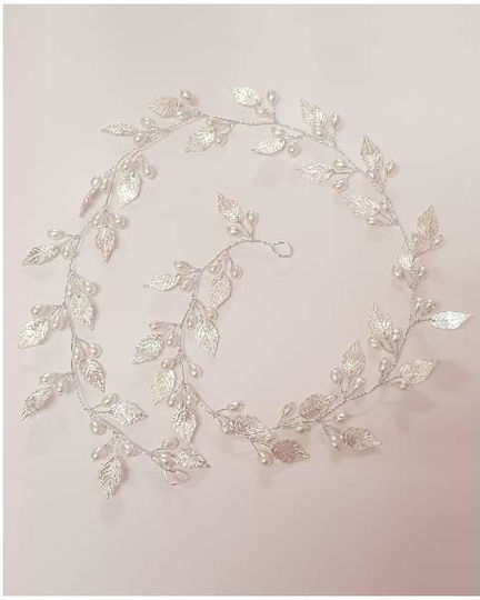 Wedding Dress ''Wire'' Leaves Pearls Ancient Greek Design Silver 60cm