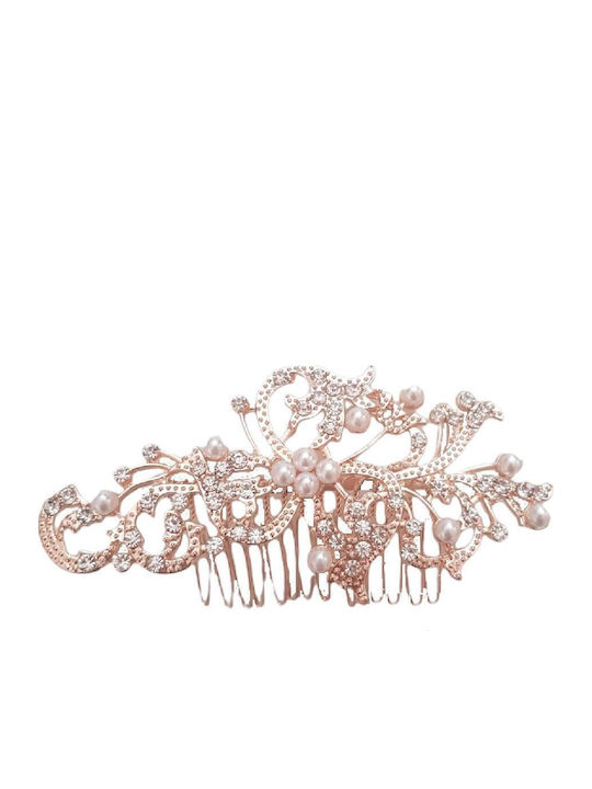 Νυφικό Χτένακι Πέρλες Κρύσταλλα Bridal 10cm Gold