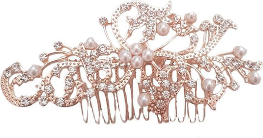 Νυφικό Χτένακι Πέρλες Κρύσταλλα Bridal 10cm Gold