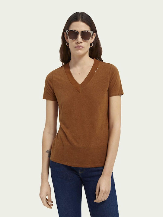 Scotch & Soda Linen V-neck T-shirt Ταμπα