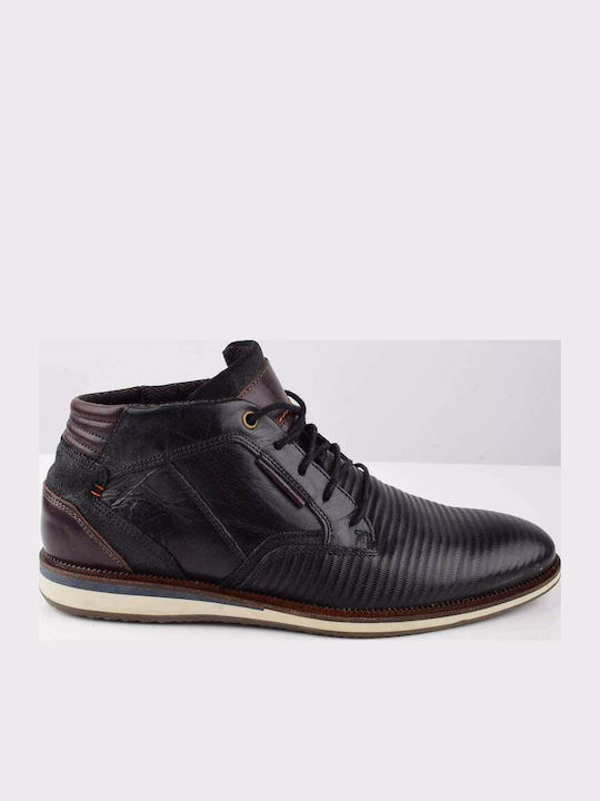 Giacomo Carlo Herrenstiefel Schwarz Mit Schnürsenkeln Braun Details Normale Passform Js 4593-2 Schwarz
