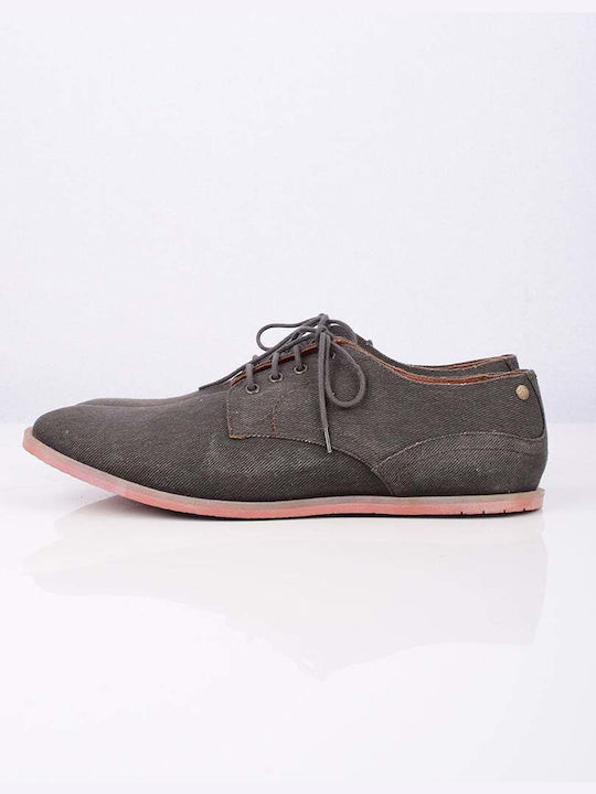 Frank Wright Herren Freizeitschuhe Grau Canvas Mit Kleinem Metalllogo Des Hauses Oben An Der Ferse Normale Linie Mfw892.graphite