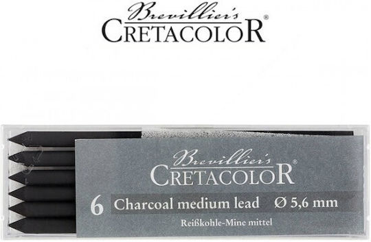 Cretacolor 6 Mine Reîncărcări Pentru Creioane Mecanice Cărbune 5,6mm Medii