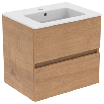 Ideal Standard Πάγκος με Νιπτήρα Μ60xΒ44xΥ55cm Καφέ Ματ Natural Oak Ideal Standard Πάγκος με Νιπτήρα Μ60xΒ44xΥ55cm Καφέ Ματ Natural Oak