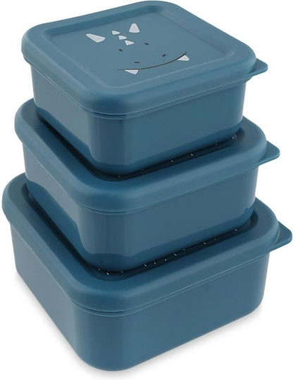 Trixie Nesting Snack Box Plastik Kinder Lunchset Blau 11.5 x 11.5 x 6.5cm