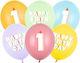 Set of 6 Balloons Latex Light Blue Numbers 30cm