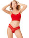 Women's String with Lace Red