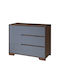Συρταριέρα Креватокамарас Дървена Grooves с 3 чекмеджета Walnut Grey 100x45x80бр