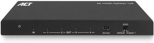 HDMI Сплитер ACT AC7832 От 1x HDMI F Към 4x HDMI F До 4K 3840x2160@50Hz Резолюция